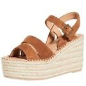 Soludos Womens Suede Como Jute Espadrille Platform Wedges Walnut Brown Size 9